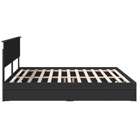 Letto con Contenitore Nero 200 x 200 cm Legno multistrato - Foto 9