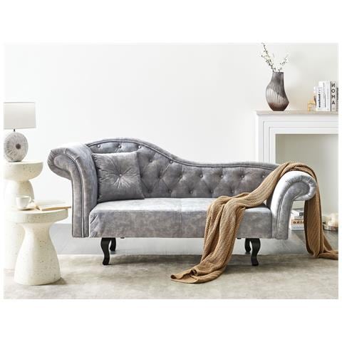 Chaise Longue Versione Sinistra Lattes Ii Velluto Grigio - Foto 1