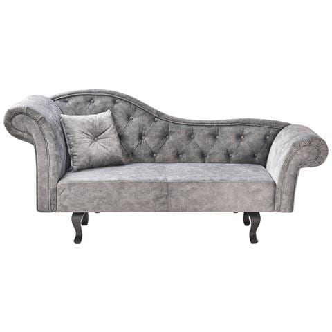 Chaise Longue Versione Sinistra Lattes Ii Velluto Grigio - Foto 2