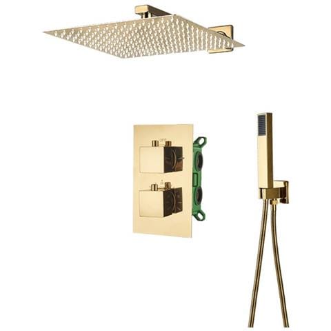 Set miscelatore doccia, Blackswan, tipo M195, modello oro lucido, 2 vie e termostato, misura 30 cm - Foto 1