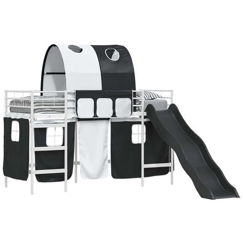 Struttura del letto loft per bambini Bianco e Nero Metallo - Foto 1