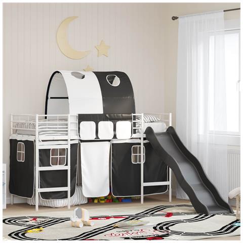 Struttura del letto loft per bambini Bianco e Nero Metallo - Foto 2