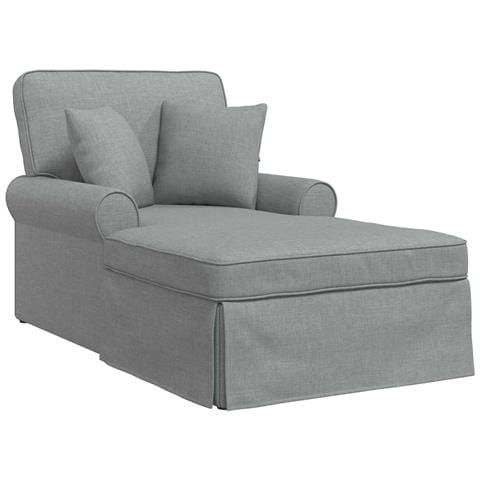 Chaise Longe con Gonna con cuscino 3 pcs Grigio chiaro Tessuto - Foto 1