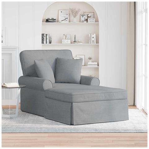 Chaise Longe con Gonna con cuscino 3 pcs Grigio chiaro Tessuto - Foto 2