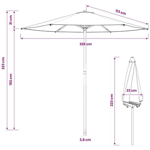 Ombrello da giardino 230 x 230 cm Poliestere Rettangolare - Foto 7
