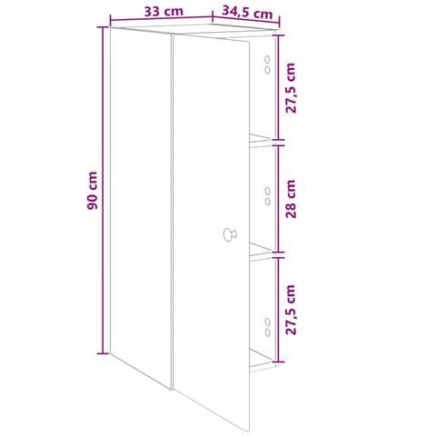 Mobiletto a muro Sonoma grigio 33 x 34,5 x 90 cm - Foto 8