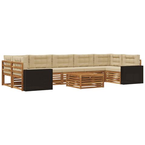 Set di divani da esterno 8 pcs Naturale e Beige - Foto 1