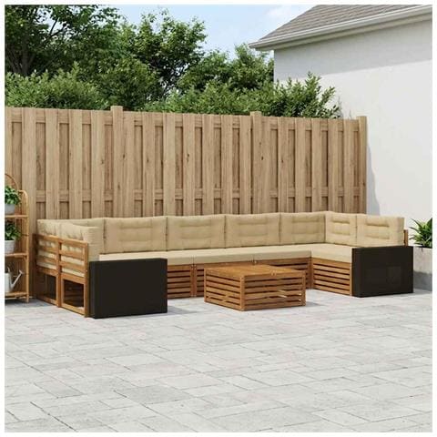 Set di divani da esterno 8 pcs Naturale e Beige - Foto 2