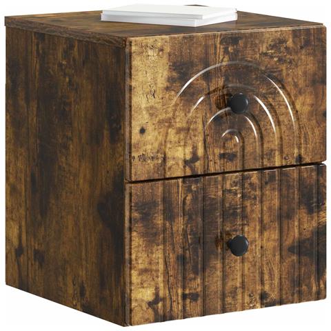 Mobiletto da notte a muro 2 pcs Rovere Fumo 33 x 34,5 x 40 cm - Foto 2