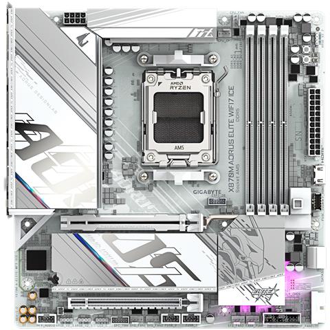 X870M AORUS ELITE WIFI7 ICE Scheda Madre - Supporta CPU AMD Ryzen 9000, VRM digitale a 14+2+2 fasi, fino a 8200 Hz DDR5 (O.C), 1× PCIe 5.0 + 1× PCIe 4.0, Wi-Fi 7, LAN 2.5 GbE, USB 4 - Foto 5