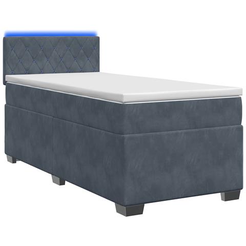 Letto con Box Spring, Materasso e LED Grigio Scuro Singolo - Foto 1