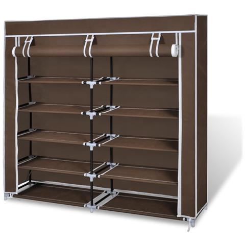 Scarpiera Armadio In Tessuto Richiudibile 115 X 28 110 Cm Marrone - Foto 1