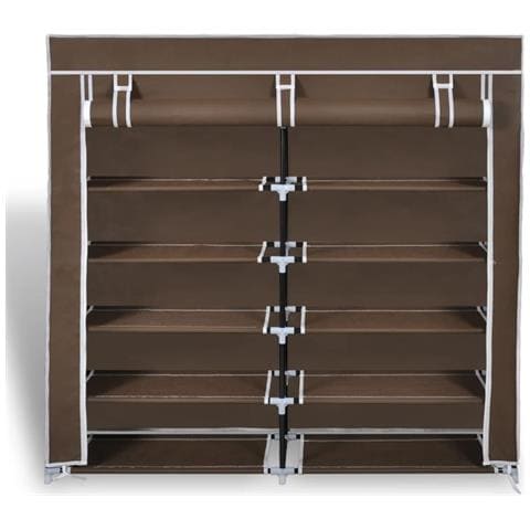 Scarpiera Armadio In Tessuto Richiudibile 115 X 28 110 Cm Marrone - Foto 7