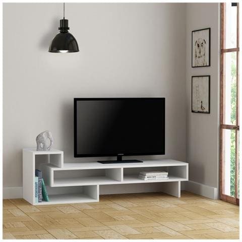 Mobile Porta Tv Cd Ripiani Supporto Tetra Bianco Legno-casa Arredo Design - Per Soggiorno - Porta, Mensole, Ripiani, Supporto, Componibile - Foto 1