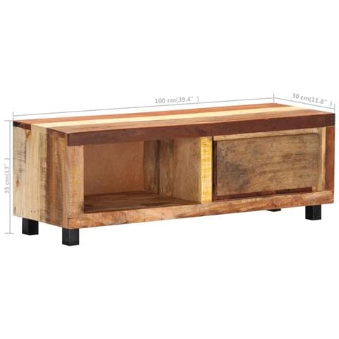Mobile Porta Tv 100x30x33 Cm In Legno Massello Di Recupero - Foto 2