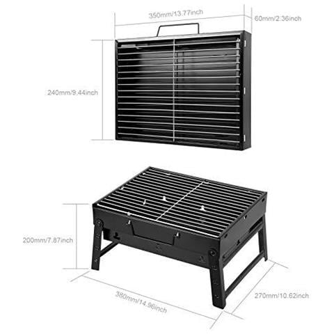 Griglia Per Barbecue Barbecue Portatile Charcoal Grill Smoker Grill Per Cucina Allaperto Escursione Di Campeggio Picnic Backpacking - Foto 2