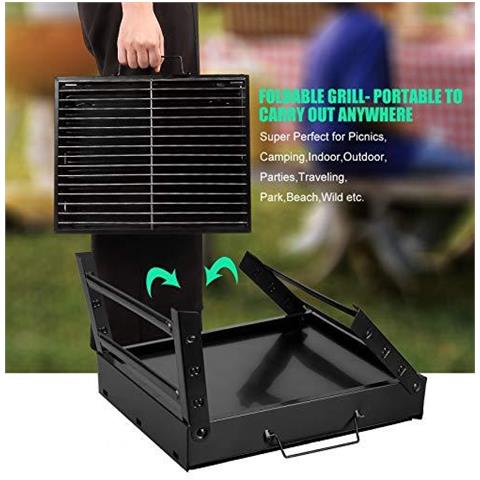 Griglia Per Barbecue Barbecue Portatile Charcoal Grill Smoker Grill Per Cucina Allaperto Escursione Di Campeggio Picnic Backpacking - Foto 4