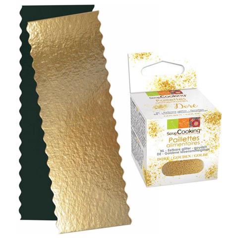 6 Supporti Torta Rettangolare + Glitter Alimentare Oro - Foto 1