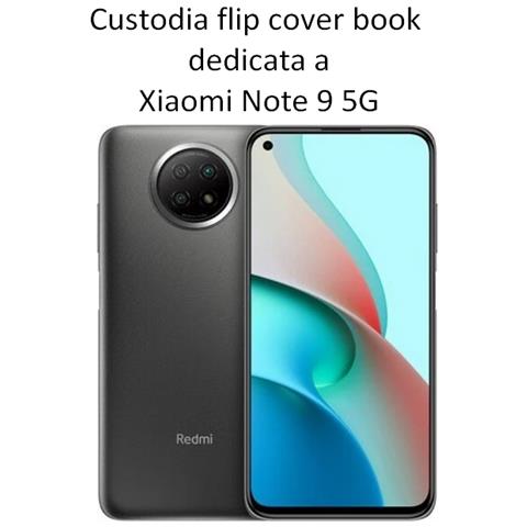 Maxy Custodia Book Orizzontale Silicone Case Per Xiaomi Redmi Note 9 5g Navy-lime - Foto 2