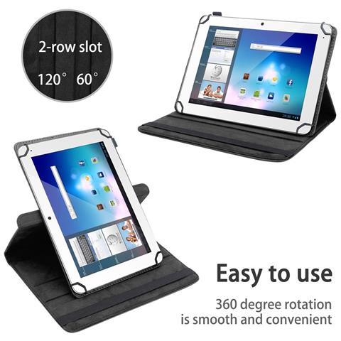 Custodia Per Tablet Compatibile Con Odys Xelio Pro In Nero - Coperchio Protettivo A 360 Gradi Fatto Di Finta Pelle Con Funzione Di Stand E Banda Elastica - Foto 2