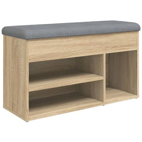 Panca Porta Scarpe Rovere Sonoma 82x32x45,5cm Legno Multistrato - Foto 2
