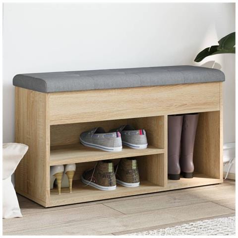 Panca Porta Scarpe Rovere Sonoma 82x32x45,5cm Legno Multistrato - Foto 1
