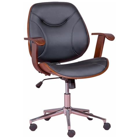 Sedia Da Ufficio Di Design Con Legno Di Noce Scuro E Rivestita In Similpelle - Nordic - Foto 1