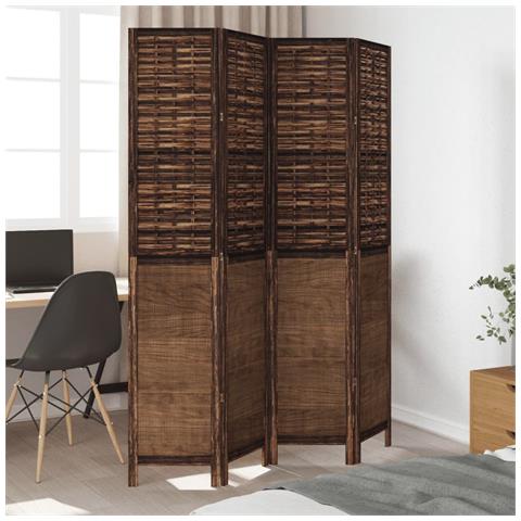 Divisorio Ambienti 4 Pannelli Marrone Scuro Massello Paulownia - Foto 3