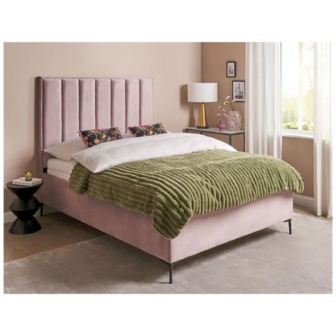 Beliani Letto Matrimoniale Con Contenitore Velluto Rosa 160 X 200 Cm Sezanne