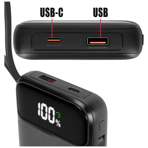 Powerbank Magsafe 15w 10000mah Con Cavi Lightning / Usb-c Integrati Pd 20w, Nero - Foto 2