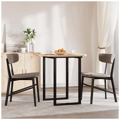 Piano Tavolo Rotondo 80x2 Cm In Legno Massello Di Acacia - Foto 3