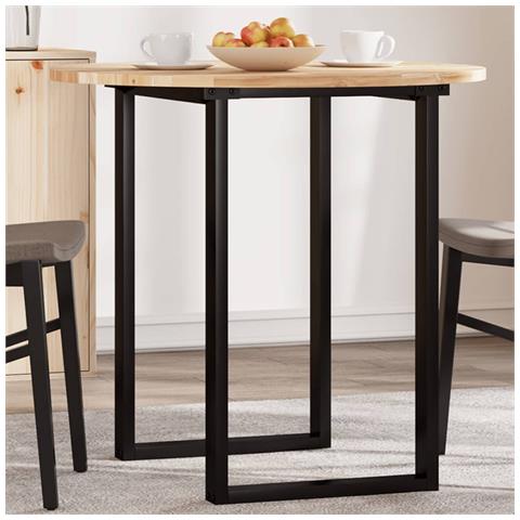 Piano Tavolo Rotondo 80x2 Cm In Legno Massello Di Acacia - Foto 1