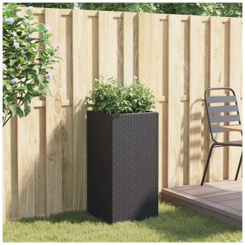 Fioriera Da Giardino Nera 40x40x80 Cm In Polyrattan - Foto 3
