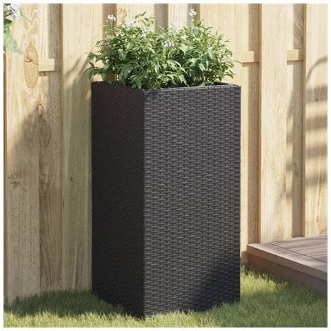 Fioriera Da Giardino Nera 40x40x80 Cm In Polyrattan - Foto 1