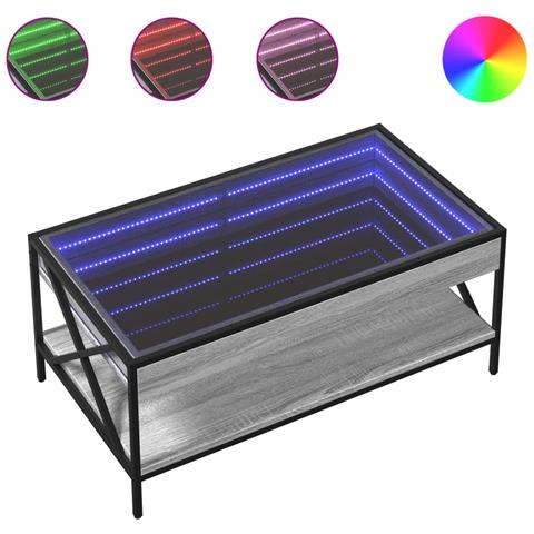 Tavolino Da Salotto Con Led Infinity Grigio Sonoma 90x50x38 Cm - Foto 2