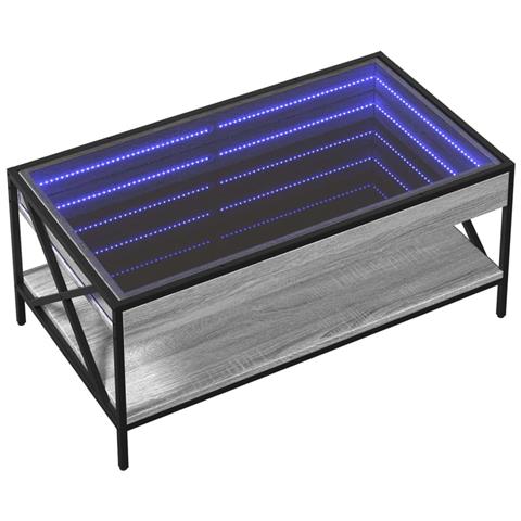 Tavolino Da Salotto Con Led Infinity Grigio Sonoma 90x50x38 Cm - Foto 3