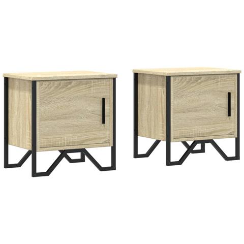 Comodini Rovere Sonoma 2 Pz 40x30x40 Cm In Legno Multistrato - Foto 2