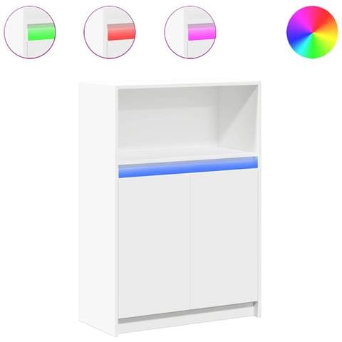 Credenza Con Led Bianca 72x34x100 Cm In Legno Multistrato - Foto 2