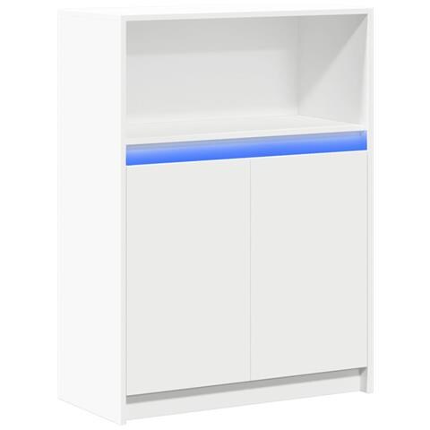 Credenza Con Led Bianca 72x34x100 Cm In Legno Multistrato - Foto 3
