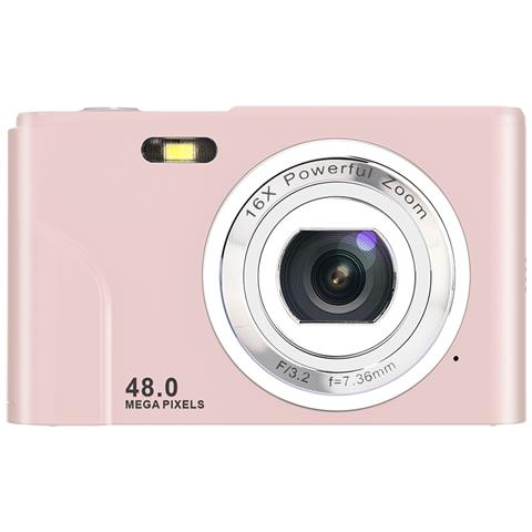 Fotocamera Digitale Da 48 Mp, Fhd 1080p, Zoom 16x, Scheda Di Memoria Da 32 Gb Pink - Foto 2