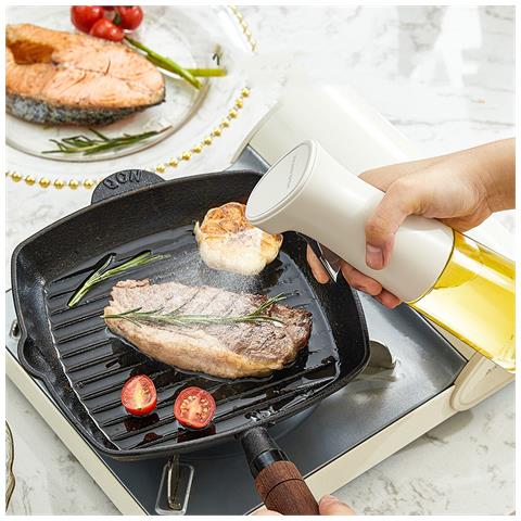 Flacone Spray Per Olio Da Cucina Da 240 Ml, Flacone Spray Per Olio D'oliva Per Friggitrice Ad Aria, Flacone Erogatore Di Olio In Vetro White - Foto 2