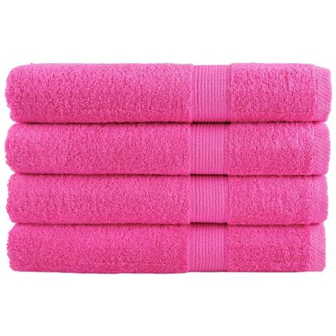 Asciugamani SOLUND 4 pz Rosa 100x200 cm 600 g /m² - Foto 1