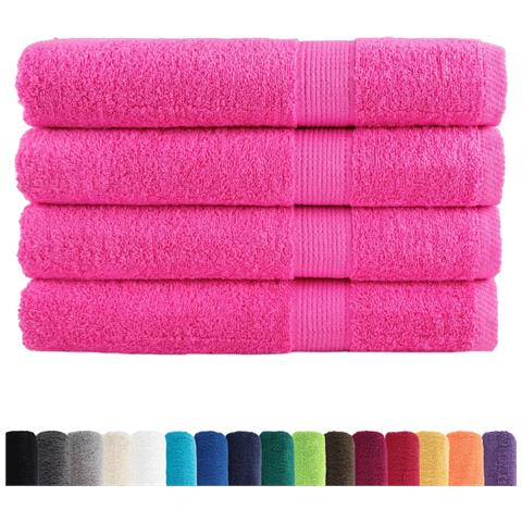 Asciugamani SOLUND 4 pz Rosa 100x200 cm 600 g /m² - Foto 2
