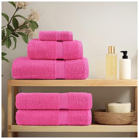 Asciugamani SOLUND 4 pz Rosa 100x200 cm 600 g /m² - Foto 3