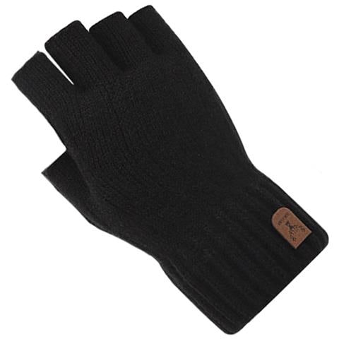 Guanti Senza Dita Lavorati A Maglia In Misto Alpaca Black - Foto 4