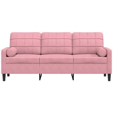 Divano A 3 Posti Con Cuscini Rosa 180 Cm In Velluto - Foto 3