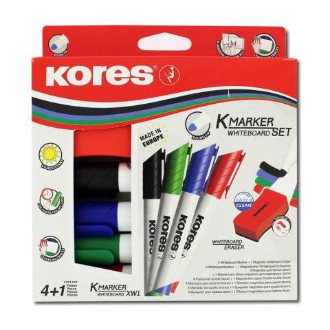 Kores M20865 Evidenziatore 4 Pz Punta Smussata Nero, Blu, Verde, Rosso - Foto 1