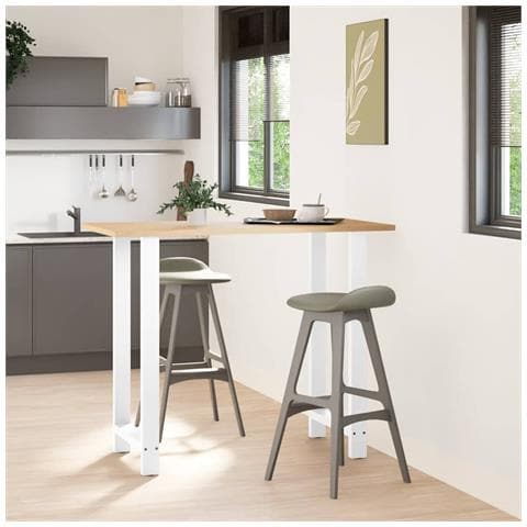 Gambe Per Tavolino Bianco 2 Pz 60x(110-111) Cm Acciaio - Foto 2