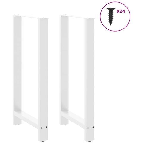 Gambe Per Tavolino Bianco 2 Pz 60x(110-111) Cm Acciaio - Foto 3
