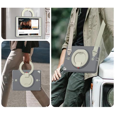 Custodia Per Ipad 9.7"" 2017/2018 Con Supporto E Tracolla Grigia - Protezione E Stile! - Foto 4
